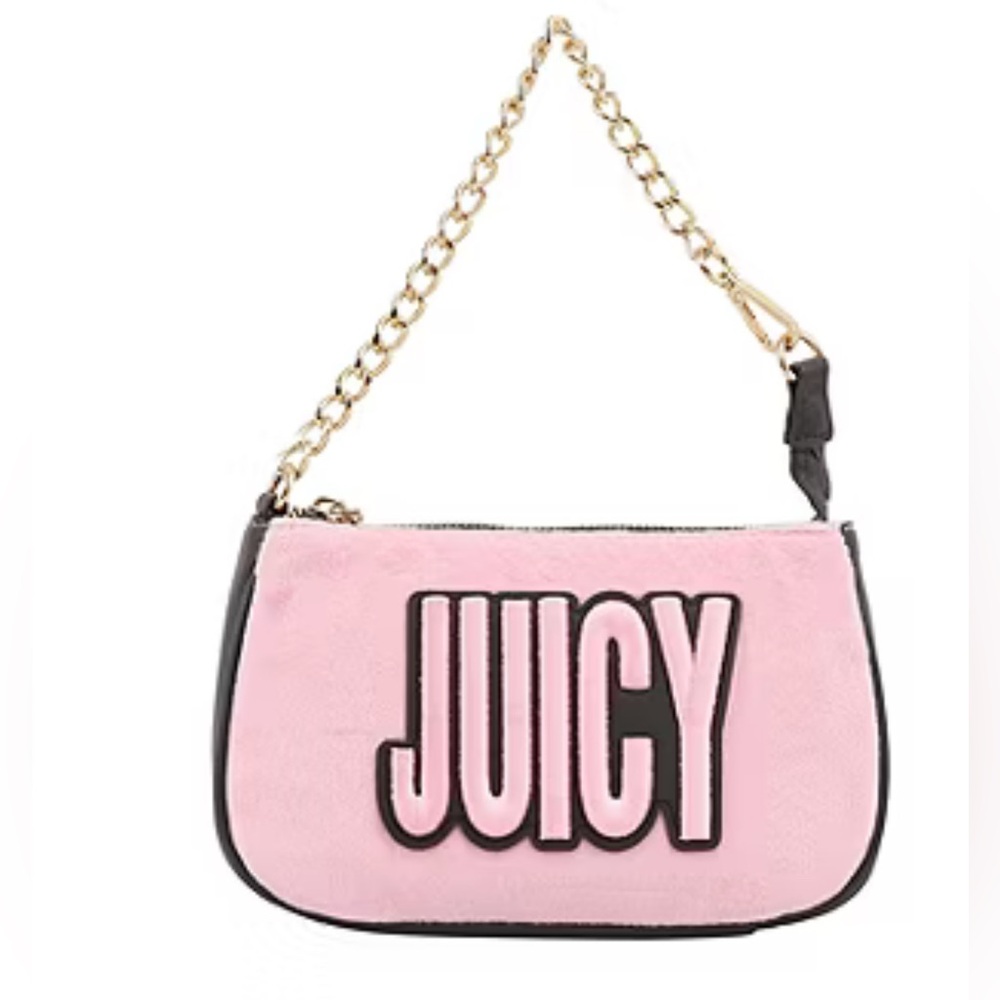 NWT Juicy Couture Pink Velvet Shoulder Bag with Gold Chain